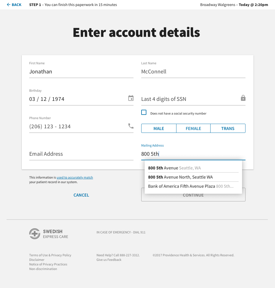Material's card based structure was imposed on the sign up forms.